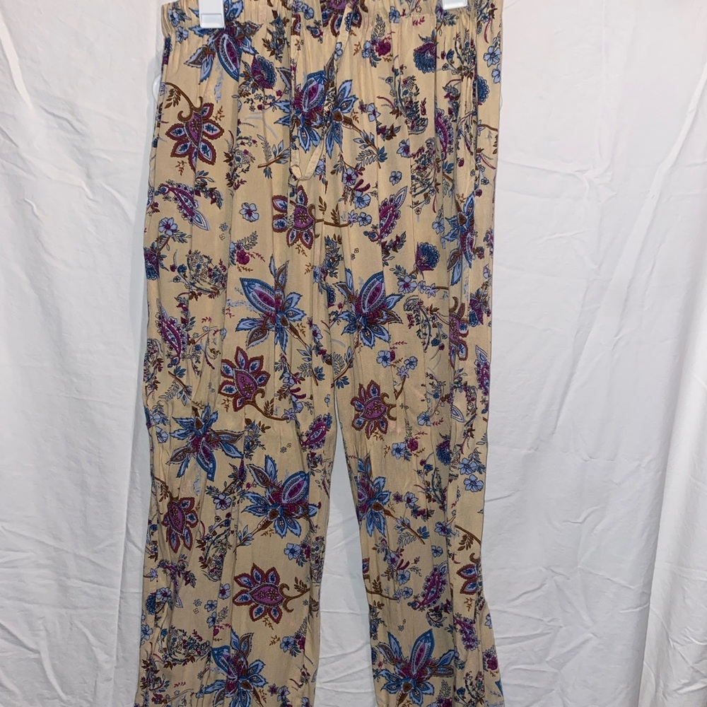 floral cream pants